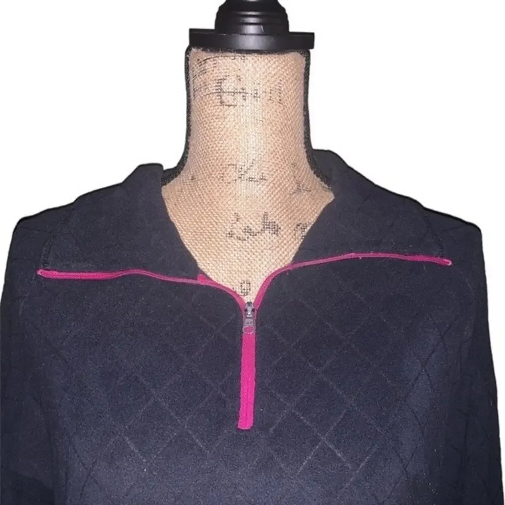 Columbia Fleece Quarter Zip Pullover Quilted‎ Black Size Large